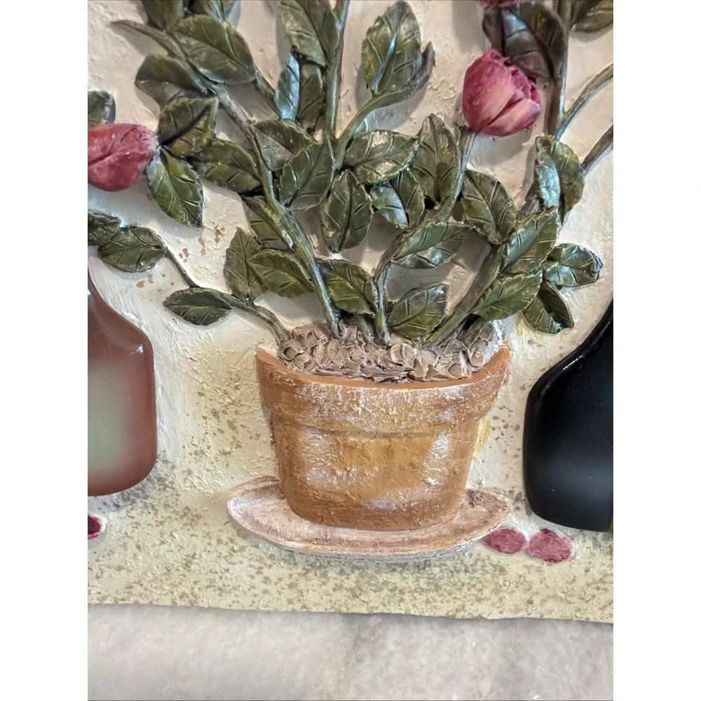 VINTAGE HANDMADE CHERI BLUM ART *** 3D FLORAL WALL DECORATION PLAQUE ES008